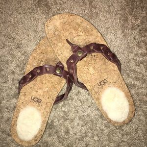 UGG Australia Leather Strap Cork Sandals (sz 8)
